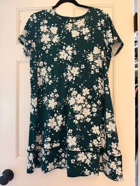 J. Jill Teal and White Floral Mini Dress